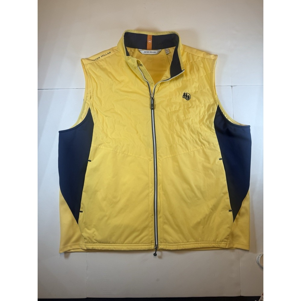 Peter Millar Fuse Elite Vest Mens XXL‎ Yellow Wind Water Resistant Golf Casual